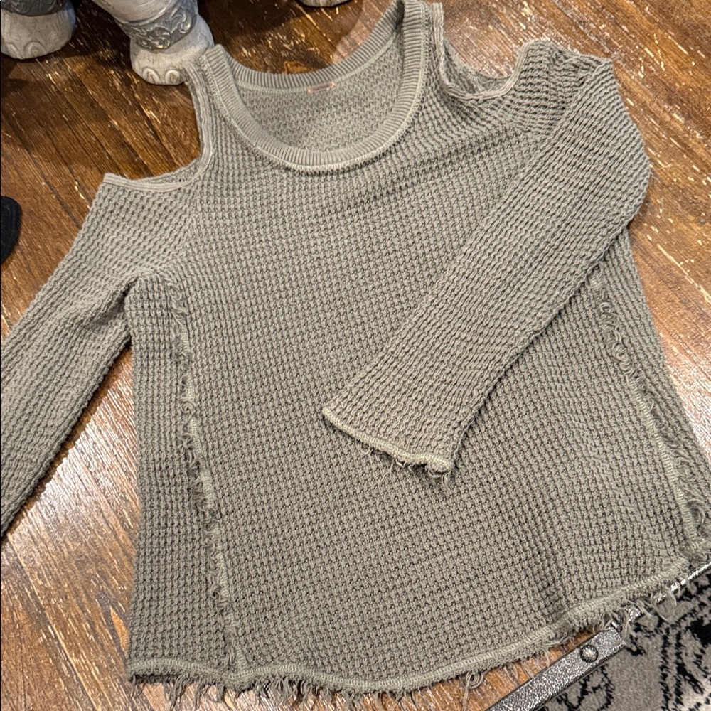 Free People Off-the-Shoulder Sweater in Olive